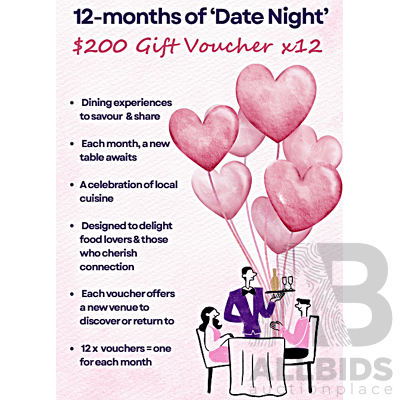 LIVE AUCTION 8 - 12 Months of Date Night for Two - Valued at $2,400