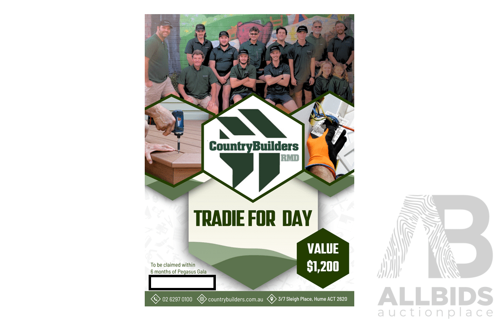 L15 - Tradie for a Day From Country Builders (RMD) - Valued at $1,200