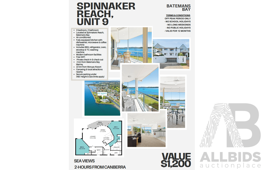 L24 - Batemans Bay 2 Night Stay at Spinnaker Reach, Unit 9 - Valued at 1,020