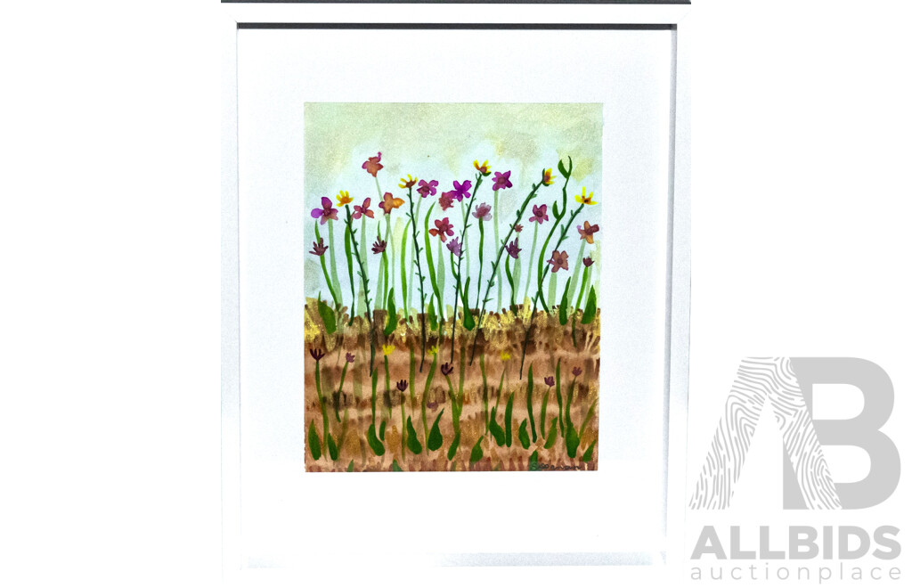 L28 - Sharon Davis, ''Wild Blooms'', Watercolour, 30cm X 37.5cm (framed)