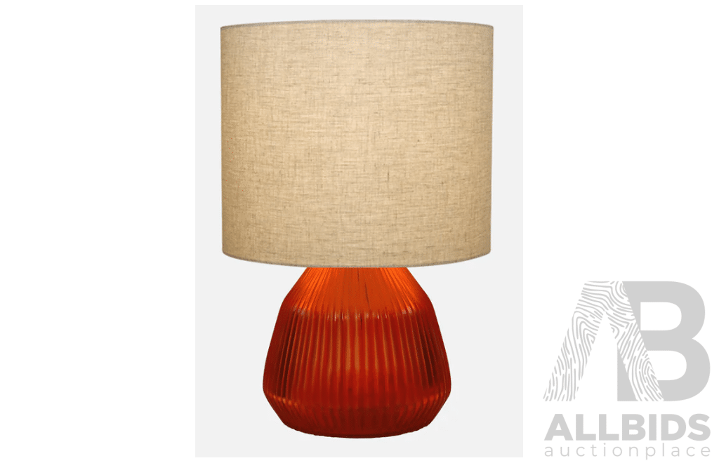 L30 - Brian Tunks Cut Glass Lamp - Small Blood Orange - Valued at $429