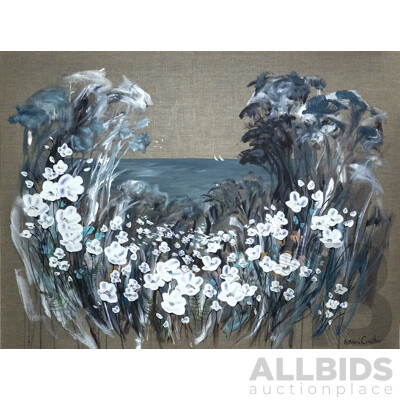L10 - Naomi Crowther (1973-), ''Poppies by the Sea'', Acrylic, Enamel and Impasto on Pure Linen, with Signed Certificate of Authenticity, 101.6cm X 76cm (Painting) - Valued at $1,800
