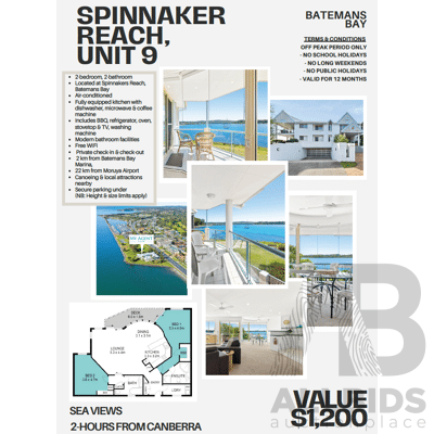 L24 - Batemans Bay 2 Night Stay at Spinnaker Reach, Unit 9 - Valued at 1,020