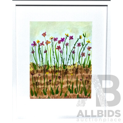 L28 - Sharon Davis, ''Wild Blooms'', Watercolour, 30cm X 37.5cm (framed)