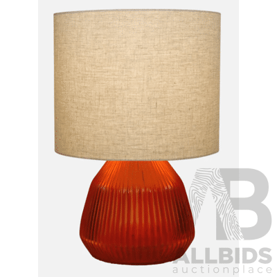 L30 - Brian Tunks Cut Glass Lamp - Small Blood Orange - Valued at $429
