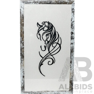 L33 - Framed Metal Horse Wall Hanging 30cm x 50cm