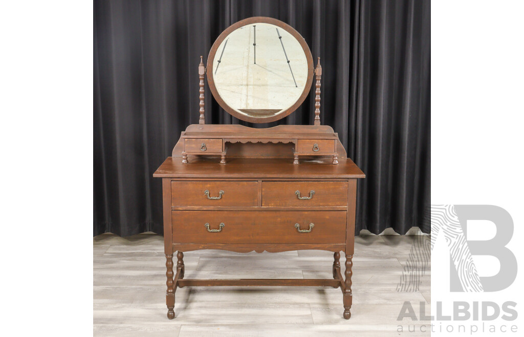 Art Deco Oak Mirrored Back Dresser