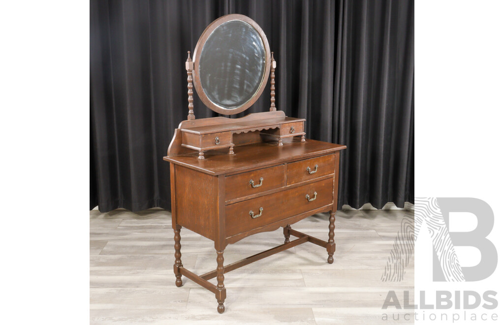 Art Deco Oak Mirrored Back Dresser