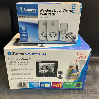 Swann Wireless Door Chime Twin Pack & SecuraView Camera Security Monitoring Kit - Lot of 2
