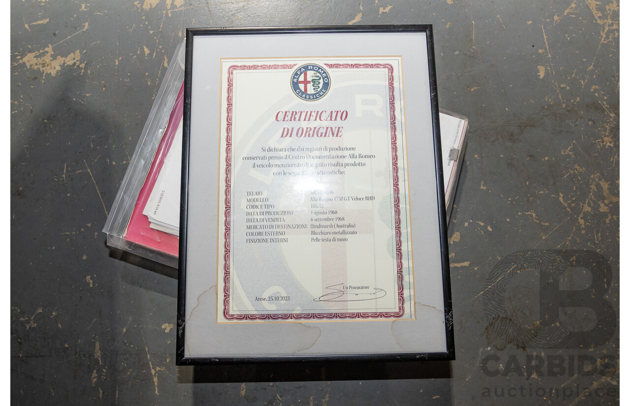 1/1969 Alfa Romeo GT Veloce 1750 2d Coupe Alfa Rosso Red 1.8L