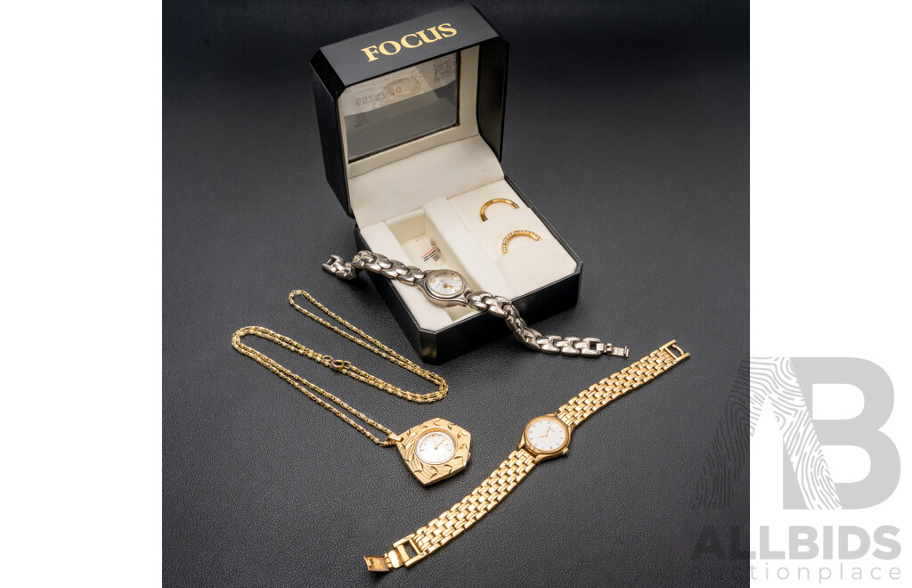 Collection of (3) Vintage Ladies Watches Including Pulsar, Focus & Retiva Watch Pendant