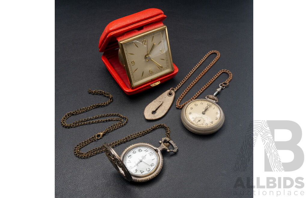Westclox Dax 50mm Shock Resistant Pocket Watch, Made in Canada with Reproduction Pocket Watch & Travel Clock