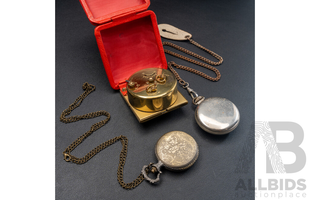 Westclox Dax 50mm Shock Resistant Pocket Watch, Made in Canada with Reproduction Pocket Watch & Travel Clock