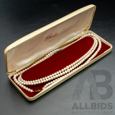 Two (2) Sets of Cultured Pearl Necklaces, Single Strand & Double Graduating, in Original Presentation Box