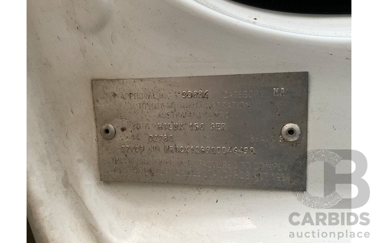 7/2009 Toyota Hilux Workmate TGN16R 08 Upgrade C/Chas White 2.7L