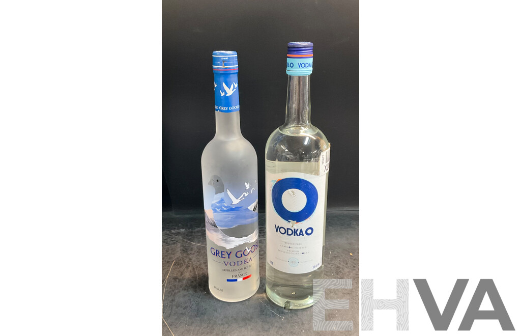 Grey Goose Vodka 700ml & Vodka O 1L - Lot of 2