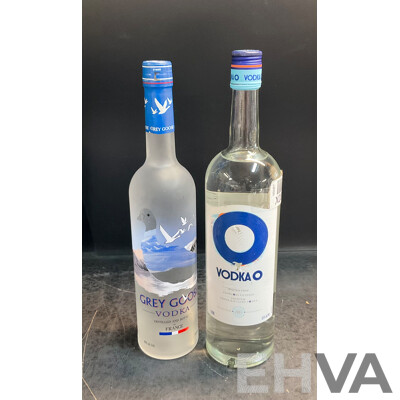 Grey Goose Vodka 700ml & Vodka O 1L - Lot of 2 Grey Goose Vodka 700ml & Vodka O 1L - Lot of 2