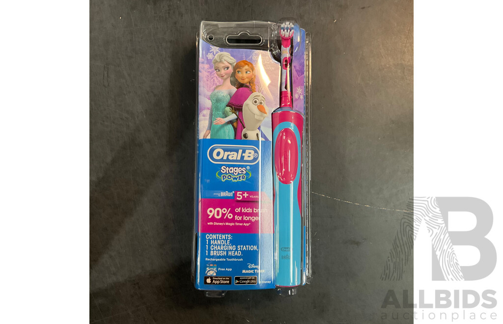 Oral-B Kids Stages Power Star Wars/ Frozen Rechargeable Toothbrush and Brush Head 2packs - Lot of 8