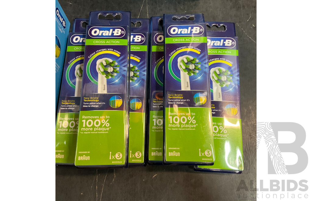 Oral-B Vitality Plus PRO White Rechargeable Toothbrush X6 & Floss Action Brush Heads 3Packs X6 - Lot of 12