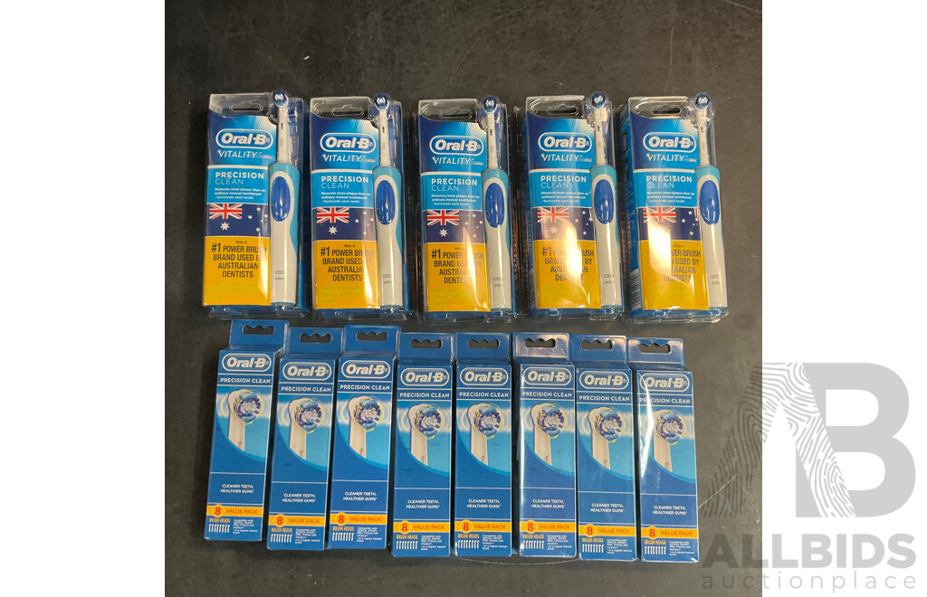 Oral-B Vitality Precision Clean Rechargeable Toothbrush X5 & Brush Heads 8 Packs X8