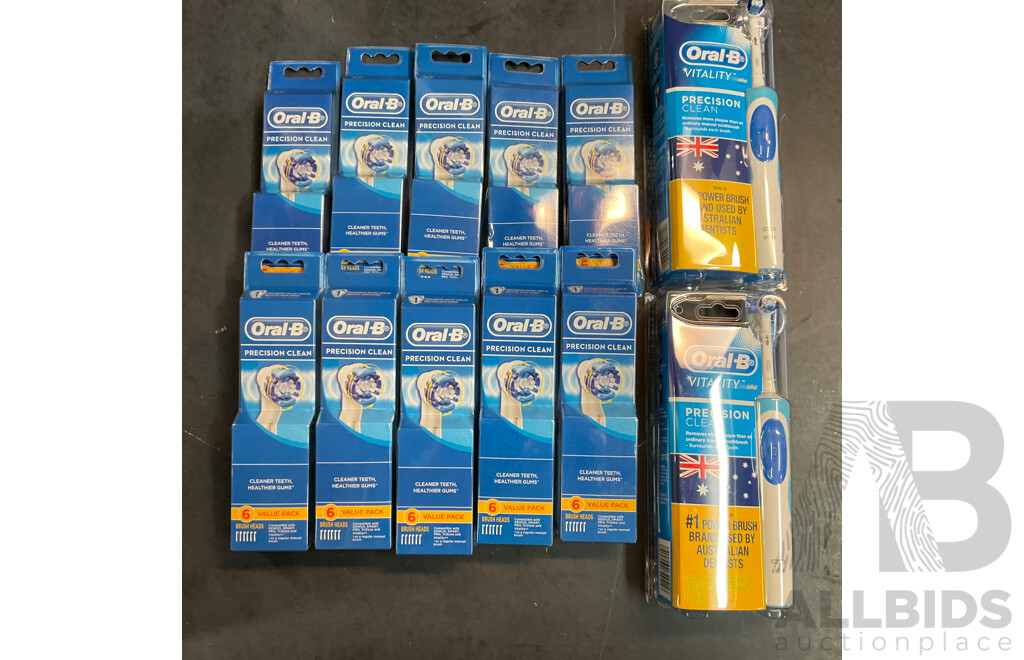 Oral-B Vitality Precision Clean Rechargeable Toothbrush X2 & Brush Heads 6 Packs X10