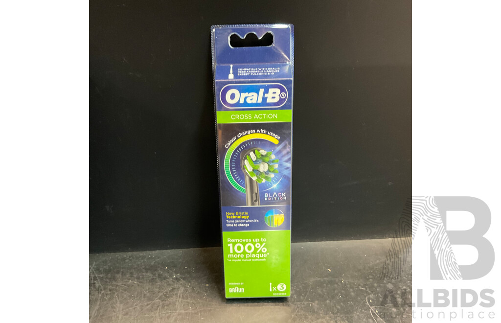 Oral-B Gum Care Brush Heads 2 Packs X6 &  Cross Action Brush Heads 3 Packs (Black)  X12