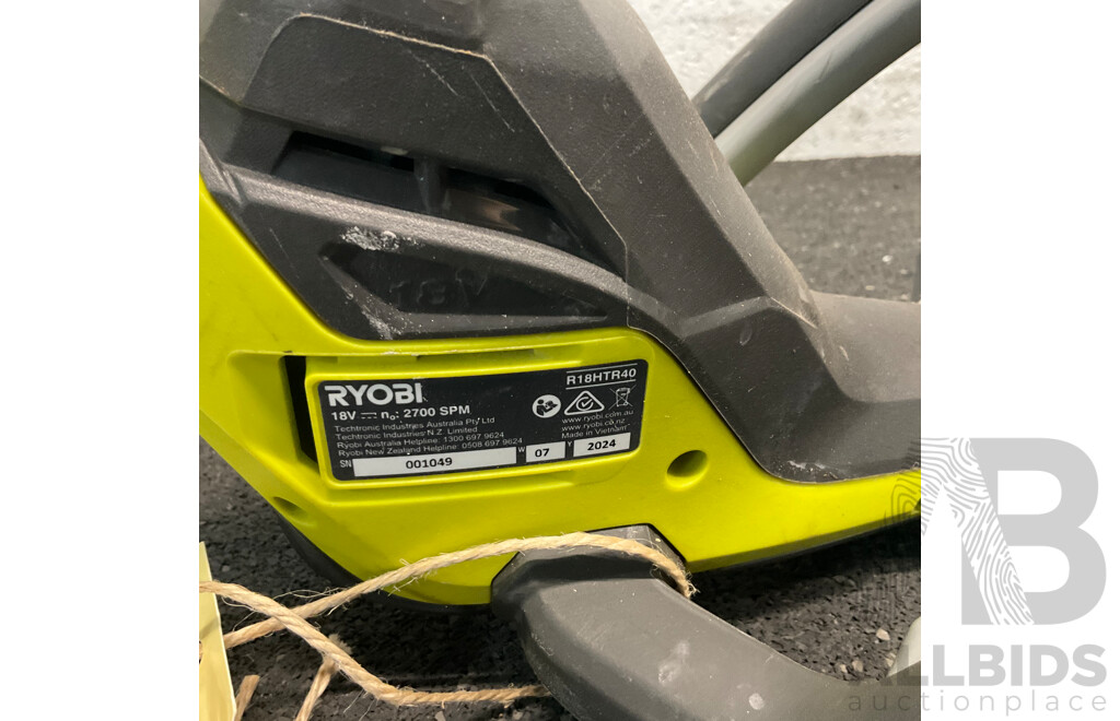 ROYBI Cordless Hedge Trimmer R18HTR40 Tool Only and 1x Hammer