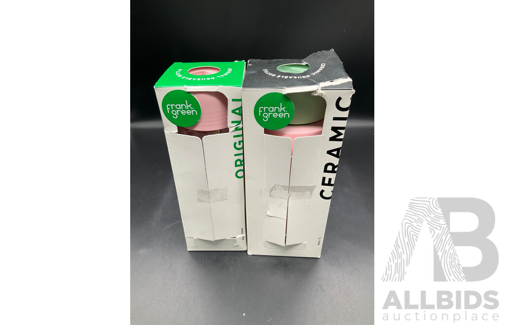 FRANK GREEN Cramic 1L Pink/Green Bottle and Original 740ml Bottle - Lot of 2
