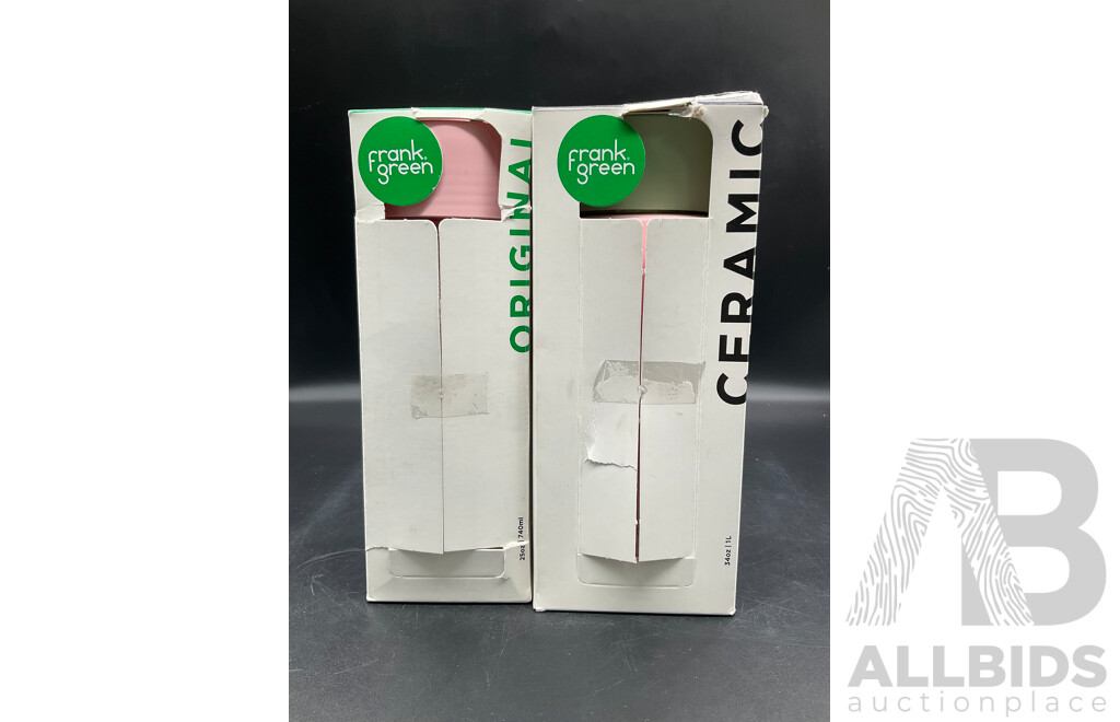 FRANK GREEN Cramic 1L Pink/Green Bottle and Original 740ml Bottle - Lot of 2