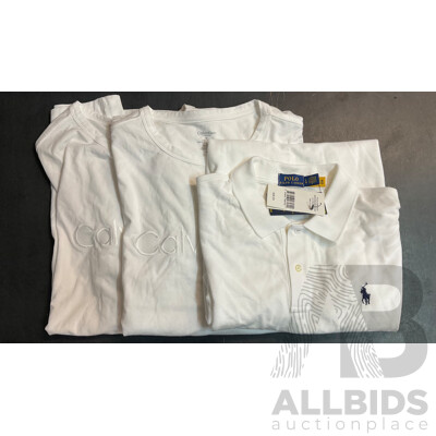 Calvin Klein Women's T-shirts (M/XL) & Ralph Lauren Size L White Skirt - Lot of 3