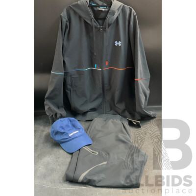 Under Armour Size XL Jacket & Size L Pants & Carhartt Blue Hat - Lot of 3
