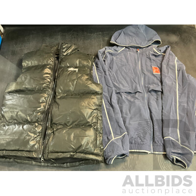 Under Armour Navy Blue Size M Jacket & Stussy Size 6 Vest - Lot of 2