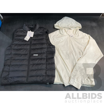 UNIQLO Size XS Black Vest & White Light Jacket - Lot of 2