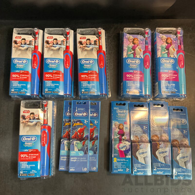 Oral-B Kids Stages Power Rechargeable Toothbrush and Brush Head 2packs - Lot of 17