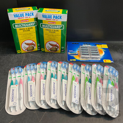 Sensodyne 3 Packs Toothbrush X9 & Gillette Blades 8 Packs & 2 Value Pack of Snail /Slug Killer