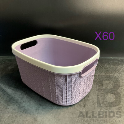 Plastic Storage Basket - Purple - Lot of 60