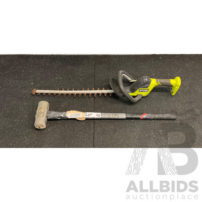 ROYBI Cordless Hedge Trimmer R18HTR40 Tool Only and 1x Hammer