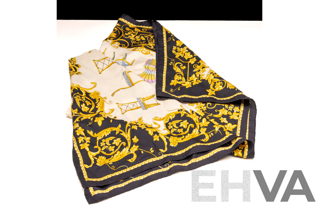 Foulard Atelier Versace Barocco Print Silk Scarf, Vintage, Made in Italy