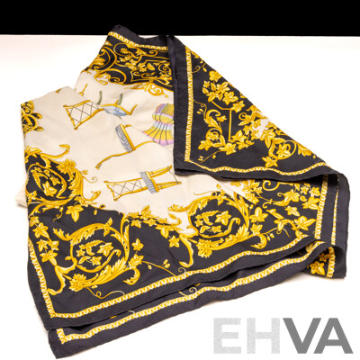 Foulard Atelier Versace Barocco Print Silk Scarf, Vintage, Made in Italy