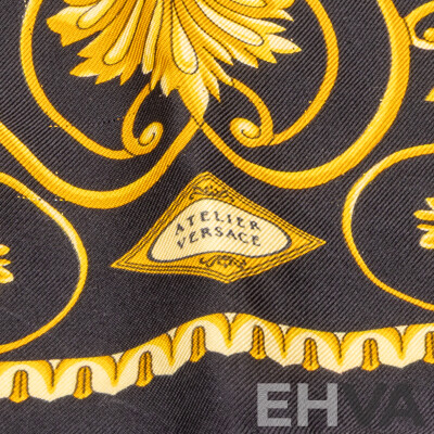 Foulard Atelier Versace Barocco Print Silk Scarf, Vintage, Made in Italy