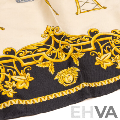 Foulard Atelier Versace Barocco Print Silk Scarf, Vintage, Made in Italy