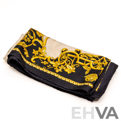 Foulard Atelier Versace Barocco Print Silk Scarf, Vintage, Made in Italy