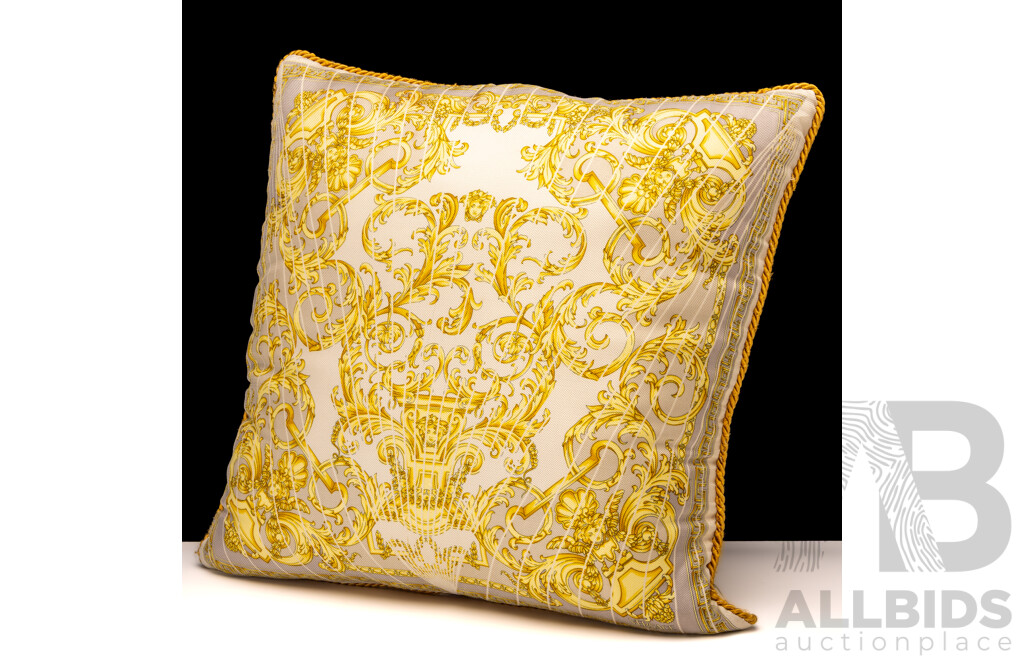 Versace Home Collection 'Barocco' Throw Cushion, Gold/grey, 40cm X 40cm with Cushion Inserted