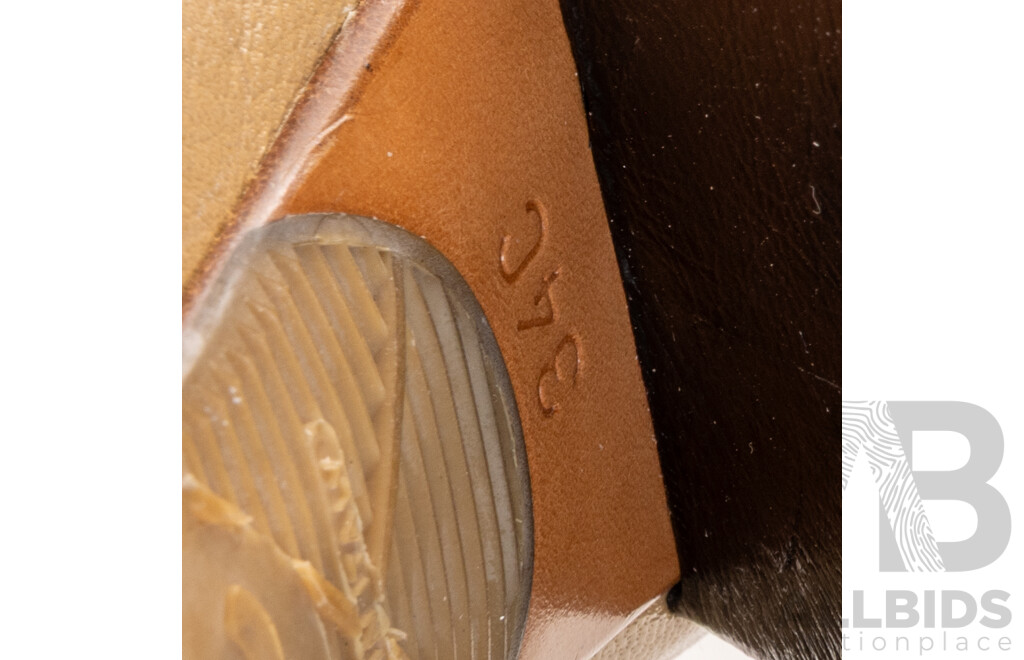 Chanel Black & Beige Leather Pumps, 65mm Heel, Size 34C