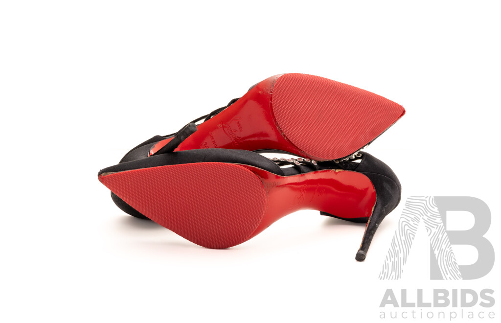 Christian Louboutin Crepe Satin Strass Antinorina 100 Pumps, Size 36