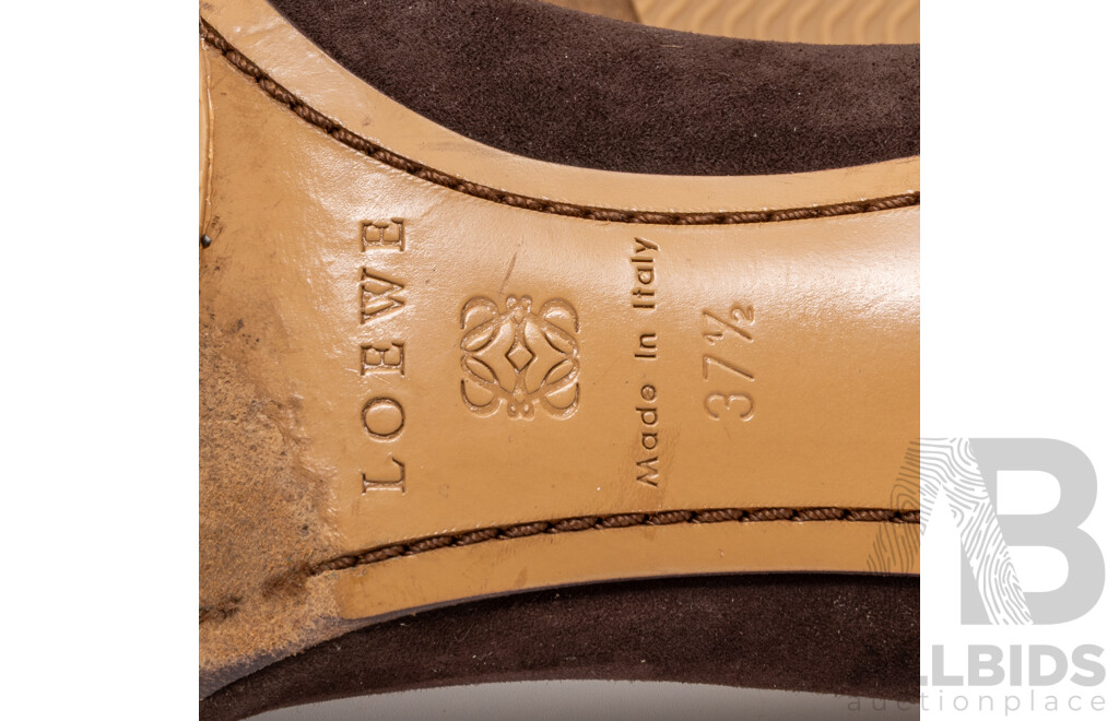 Loewe Chocolate Brown Suede Heeled Pumps, Size 37 1/2