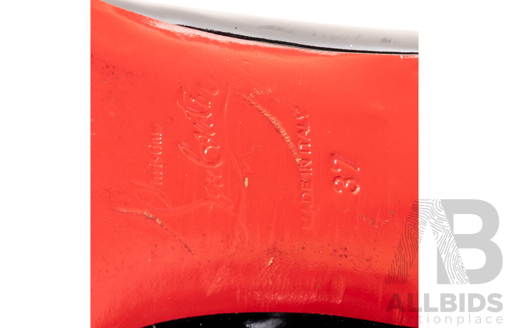 Christian Louboutin Black Patent Leather Pumps, Size 37