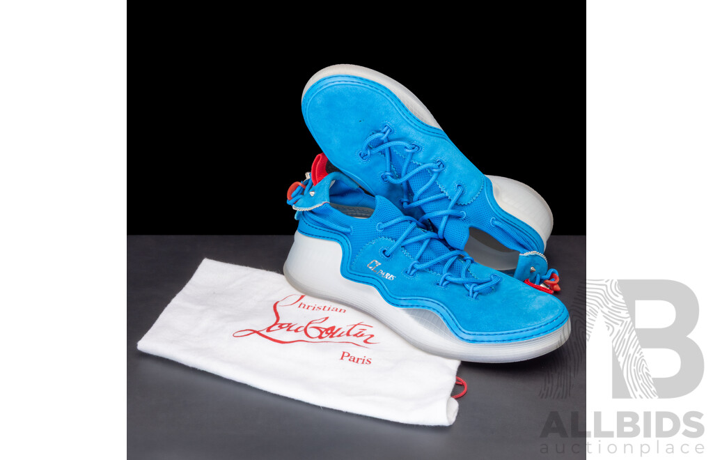 Christian Louboutin Arpoador Donna Clear Sole Suede Sneaker in 'Marine' Size 45