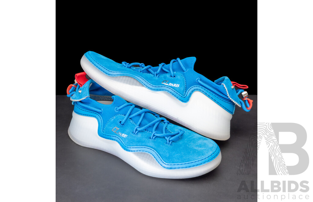 Christian Louboutin Arpoador Donna Clear Sole Suede Sneaker in 'Marine' Size 45