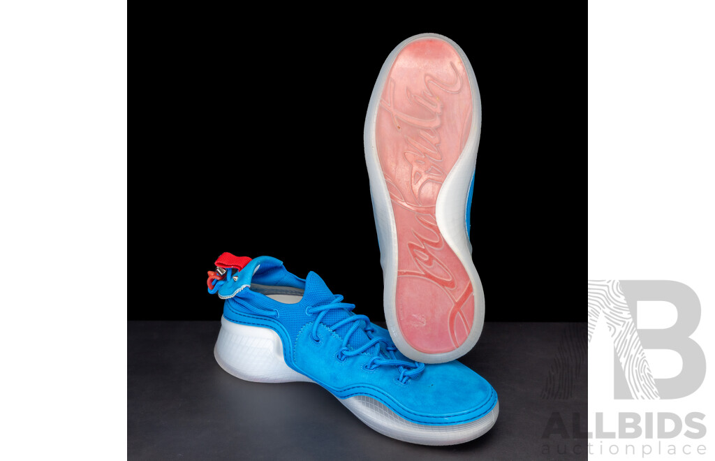 Christian Louboutin Arpoador Donna Clear Sole Suede Sneaker in 'Marine' Size 45
